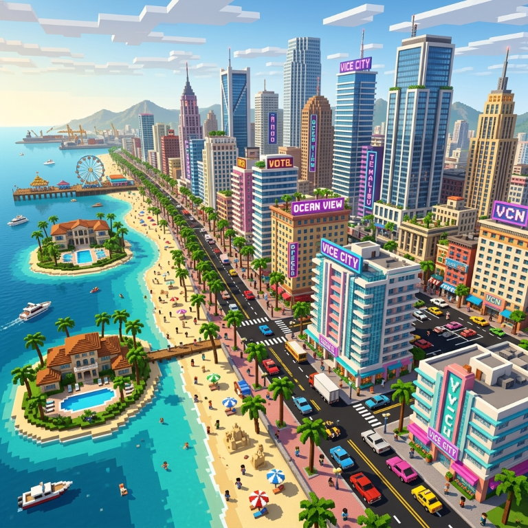 Fãs já estão explorando a cidade do futuro GTA 6 no Minecraft