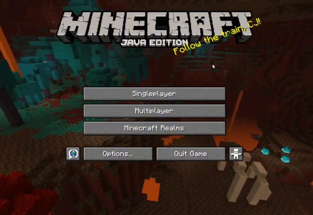 Texto amarelo «Follow the train, CJ!» no Minecraft: a história de um icônico easter egg