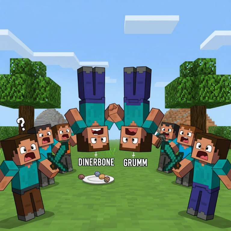 뒤집힌 세계의 이야기: "Dinnerbone"과 "Grumm" 이스터에그 완전 분석