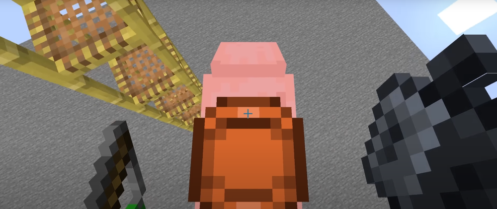 Un cochon, une masse et un saut de la foi dans Minecraft