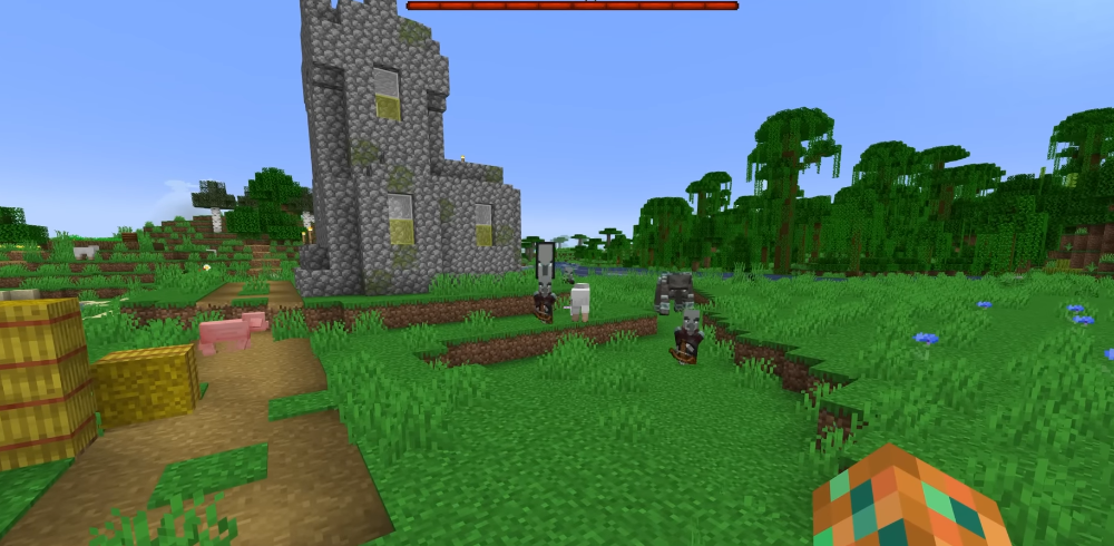 레이드가 최종 물결의 빨간 버튼과 /kill 명령을 만날 때, Minecraft에서