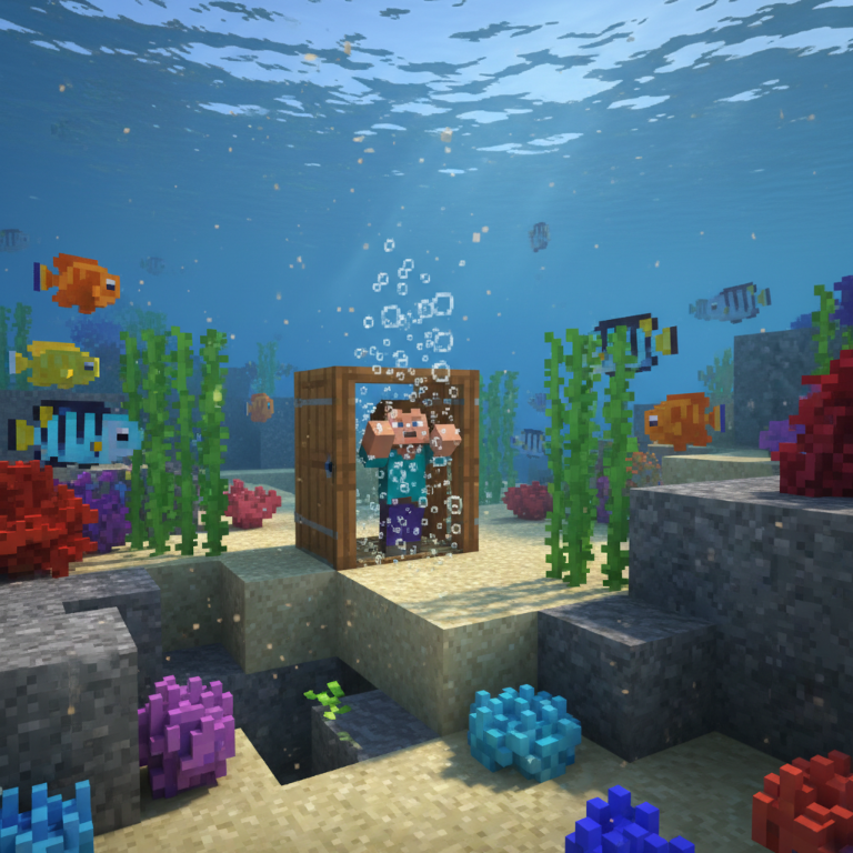 Secretos de supervivencia en las profundidades: Cómo una simple puerta salva vidas en los océanos de Minecraft