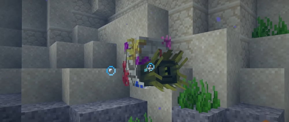Hunting the Coral Zombie-Nautilus in Minecraft
