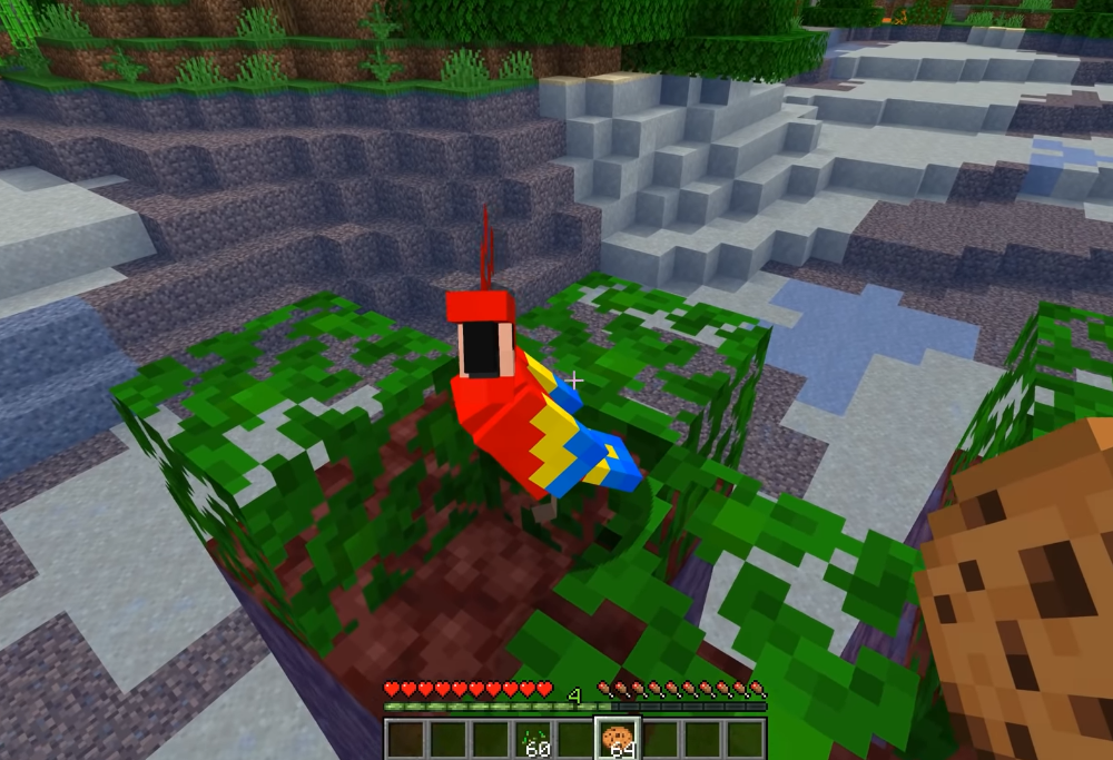 Eksperyment z papugą, totemem nieśmiertelności i... ciastkiem! W Minecraft