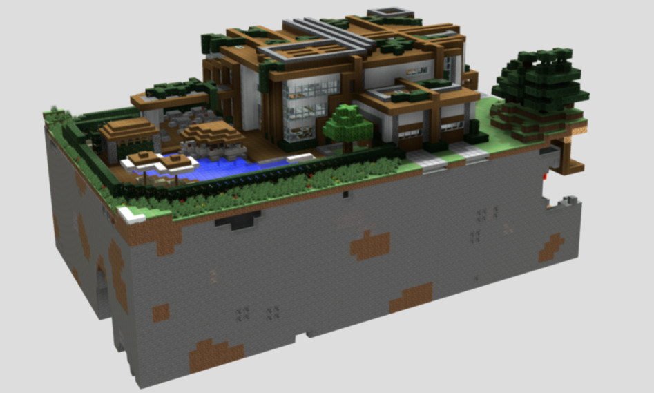 पूल के साथ बड़ा घर