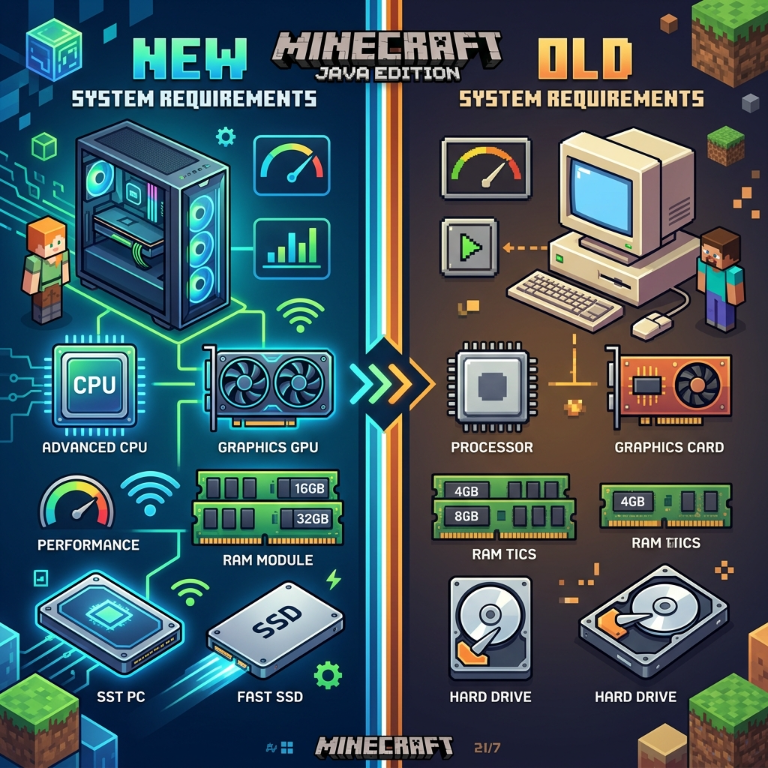 Mojang aumentou os requisitos de sistema do Minecraft: Java Edition