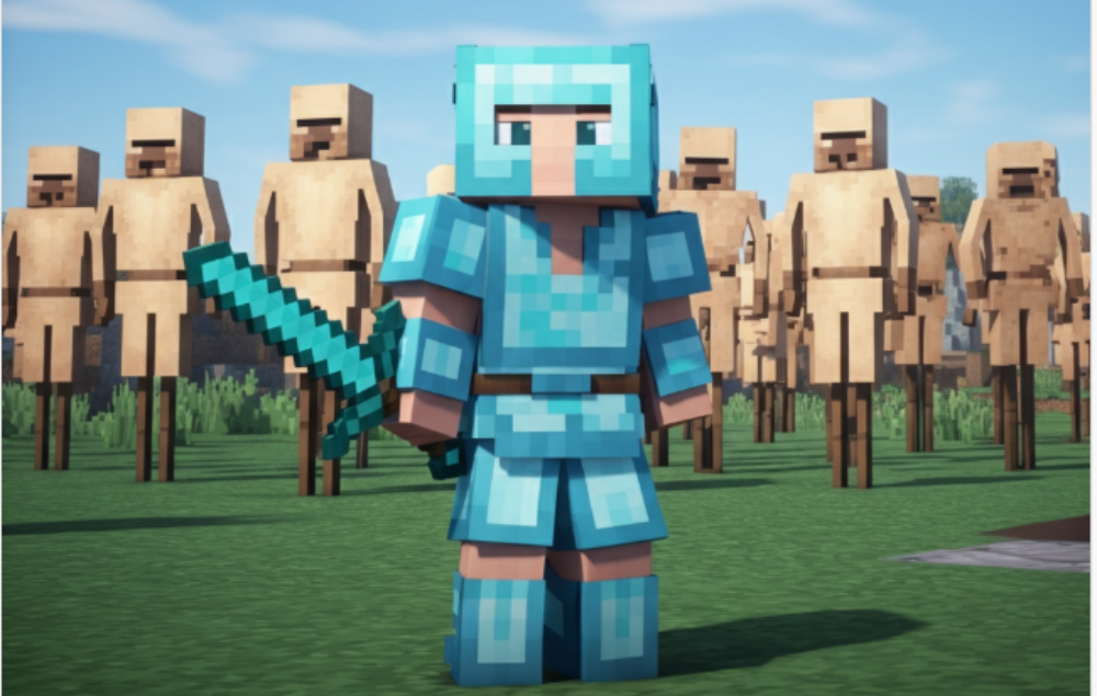 Testuję wytrzymałość manekina w Minecraft