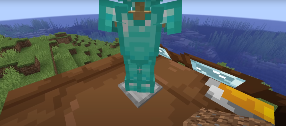 Счастливый гаст и стойка для брони: Летающий подиум в Minecraft